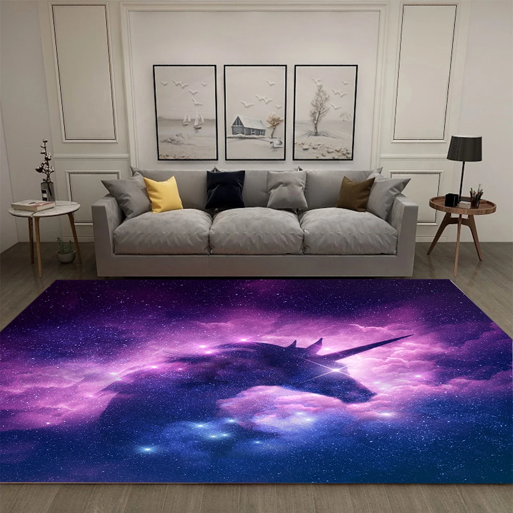 Home Decor Cartoon Child Unicorn 3D Carpets for Living Room Bedroom Area Rug Soft Flannel Kids Room Play Crawl Furry Floor Mat
