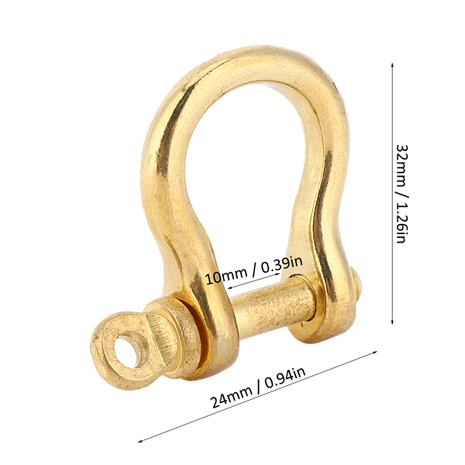2 Set Anchor Shackle Pure Brass U Type Fob Key Ring Hook Golden Connection Buckle 10mm Anchor Shackle Bow Brass