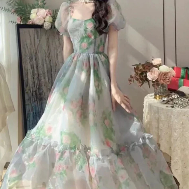 Why the Pink Floral Print Green Chiffon Dress Is the Ultimate French  Fashion Dress for Spring & Summer