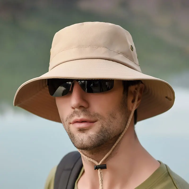  - Men Bucket Hats for Men Women Summer Hiking Hat Breathable Cowboy Hat Outdoor Sun Hats Anti UV Male Fisherman Hat Caps Black