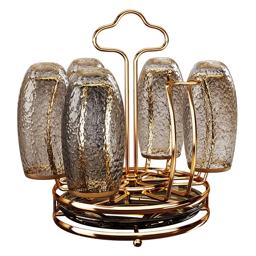 

Luxurious Kitchen Cup Drainer Holder Rotatable Iron Drainboard Drying Wine Glass Mug Holder Stand Home Storage Organizer