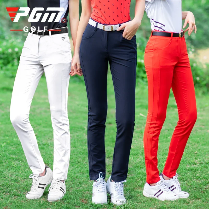PGM Women Golf Pant Summer Spring Golf/Tennis Pants High Elastic Ladies Trouser Breathable Slim Quick Dry Pants XS-XL KUZ069 golf sports trousers