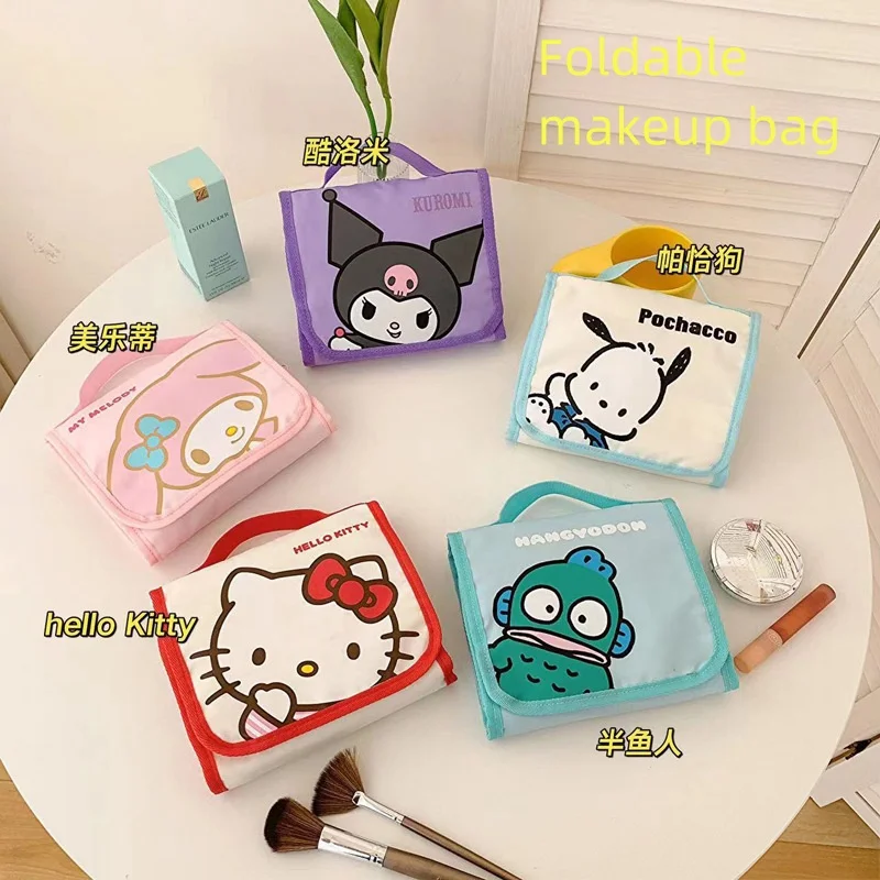 

Kawaii Hello Kitty сумка для хранения аниме Sanrio Cinnamoroll Kuromi милая девушка мультфильм портативная Высокая емкость сумка для хранения макияжа 2024