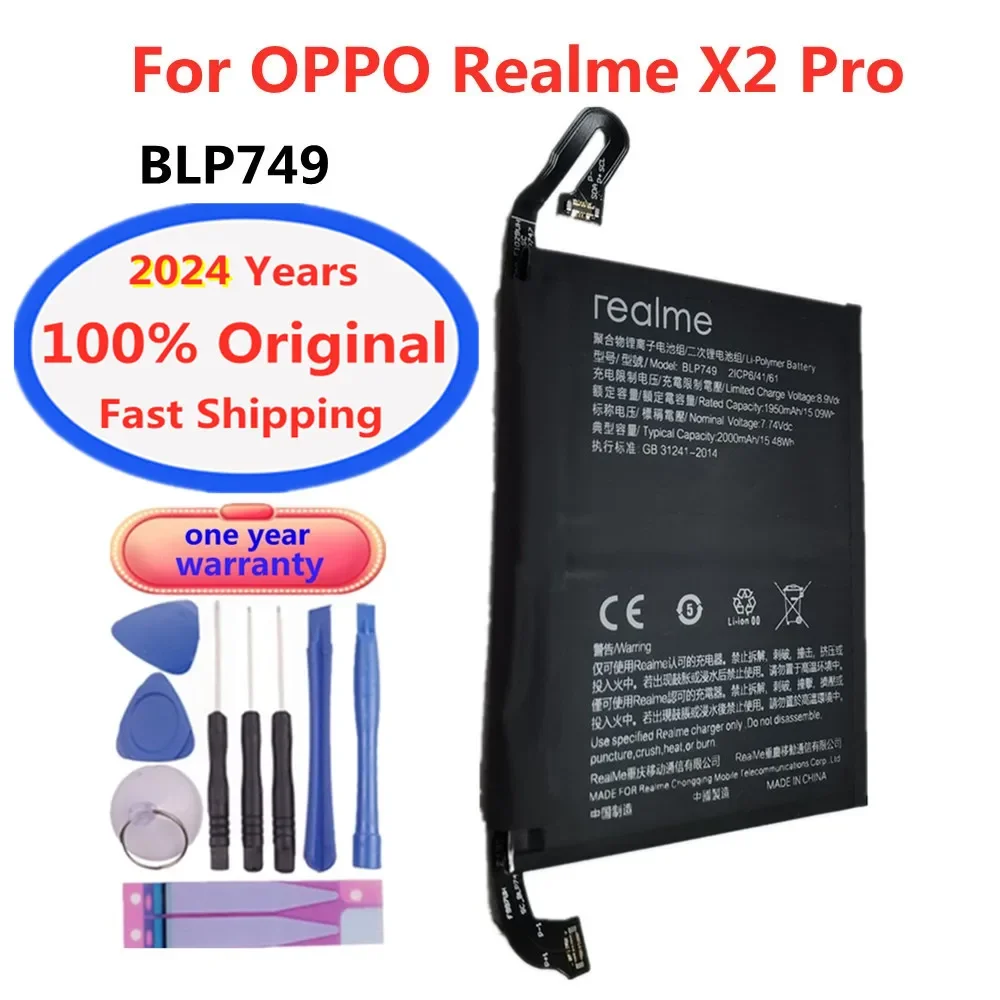 

Оригинальный аккумулятор BLP749 2024 года 4000 мАч для телефона OPPO Realme X2 Pro X2Pro rmx830, сменный аккумулятор, быстрая доставка