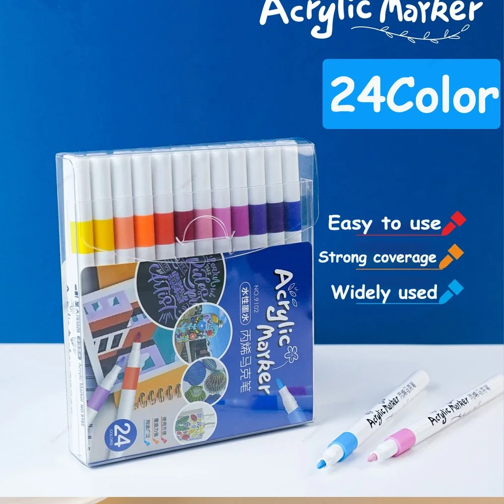 12-60 أفضل الألوان الاكريليك قلم تحديد الطلاء الكت...