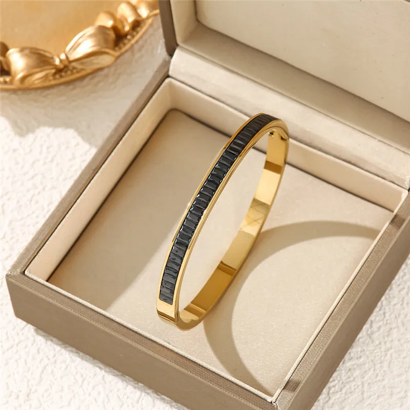 316L Stainless Steel Micro Inlaid Zircon Star Butterfly Bear Roman Digital Buckle Women's Bracelet Bangle Bracciali Donna 4