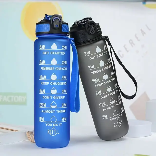 900/1000ml Water Bottle Motivational Sport Water Bottle Leakproof Bottles Drinking Outdoor Travel PC Bottle Gym Fitness Jugs 3