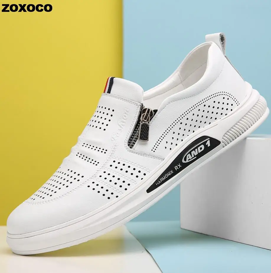 

2022 Summer Business Leather Men's Dress Shoes Man Loafers Moccasins Breathable Sandals Slip On Black Driving Shoes Zapatillas