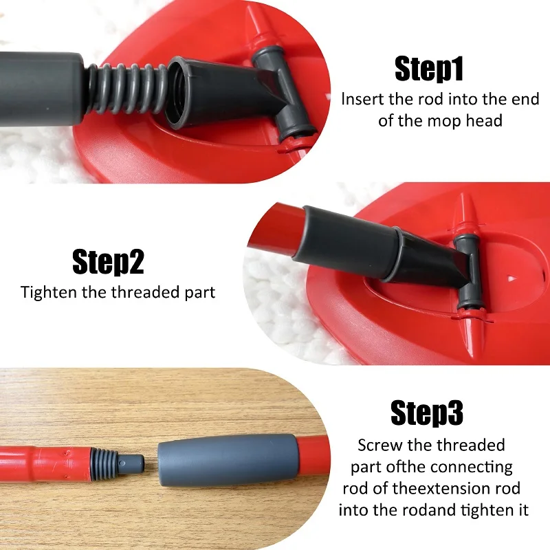 DLAIMI Mop Handle Replacement For Ocedar 4 American Threaded Joint, Red