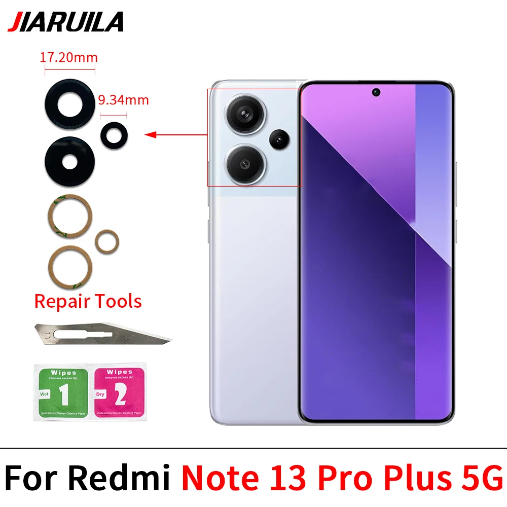 Hinten Zurück Kamera Glas Objektiv Für Xiaomi Redmi Hinweis 12 Pro + 5G 12T Pro 12S 4G Hinweis 13 Pro + Plus 5G Kamera Glas Mit Kleber Aufkleber – Detail 9