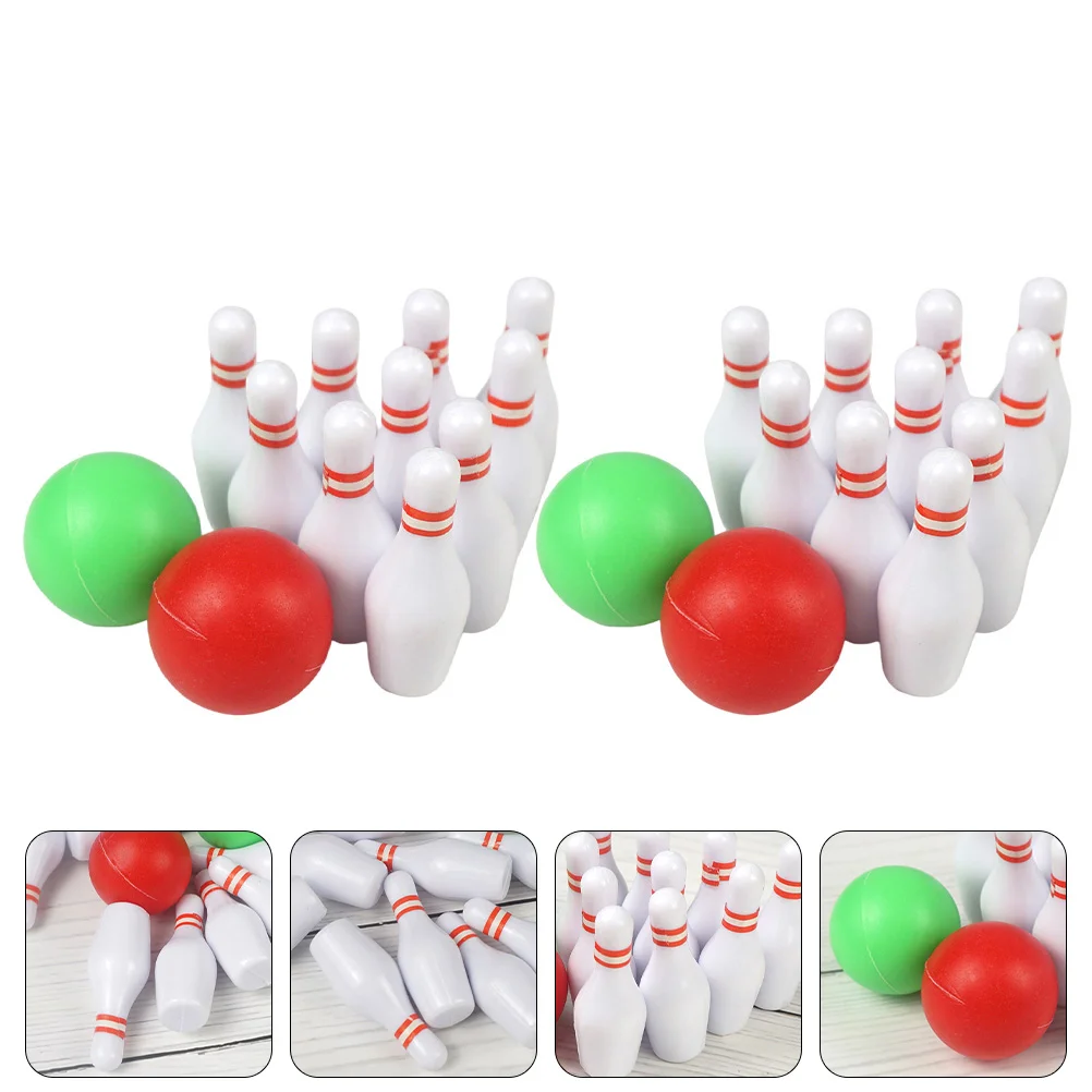

2 Sets Bowling Ball Model Mini Plastic Micro Scene Balls Tabletop Miniatures House Accessory Supply Small Child Kids Toys