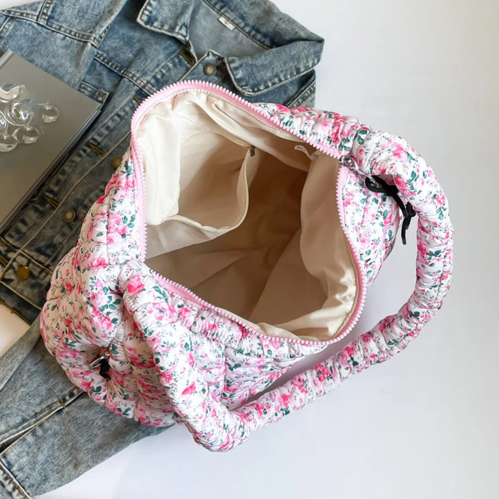 Women Puffer Bubble Tote Bag Large Soft Quilted Puffy Crossbody Bags Lightweight Casual Hobo Handbags Work Travel Shoulder Bag