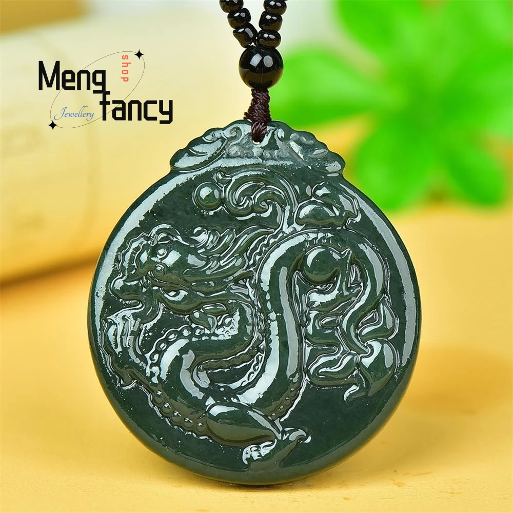 

Natural Hetian Green Jade Zodiac Dragon Pendant Simple Retro Best Selling Mascots Fashion Luxury Jewelry Exquisite Holiday Gift