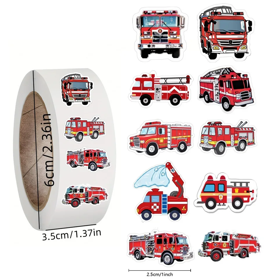 500pcs Waterproof Sticker Engineering Vehicle Fire Truck Tractor Graffiti  Paper Decorated Suitcase Ledger Journal Children's Toy - AliExpress, image size:960x960