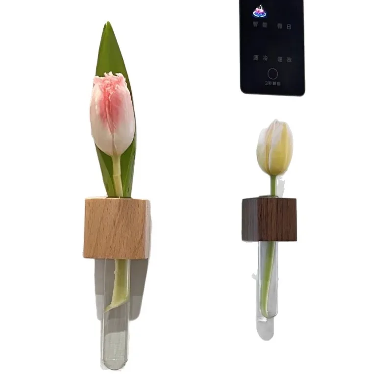 Wooden 3D Magnetic Flower Pot Fridge Magnet Home Decor