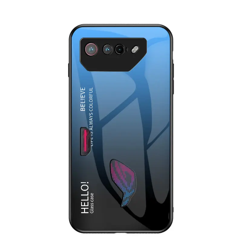 Gradient Tempered Glass Back Cover Hard Phone Case Protector