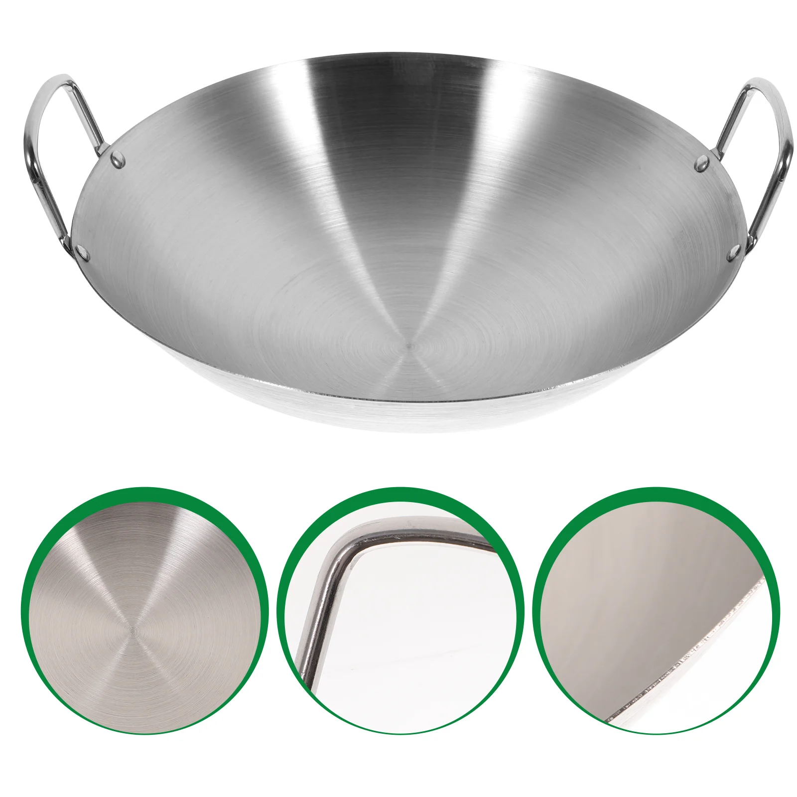 

Stainless Steel Wok Dual Handled Wok Round Bottom Wok Traditional Canton Style Frying Pan