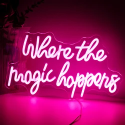 Where The Magic Happens LED Neon Sign Light for Gaming Study Room Wedding Birthday Party Bar Wall Lamps Acrylic Letter Light