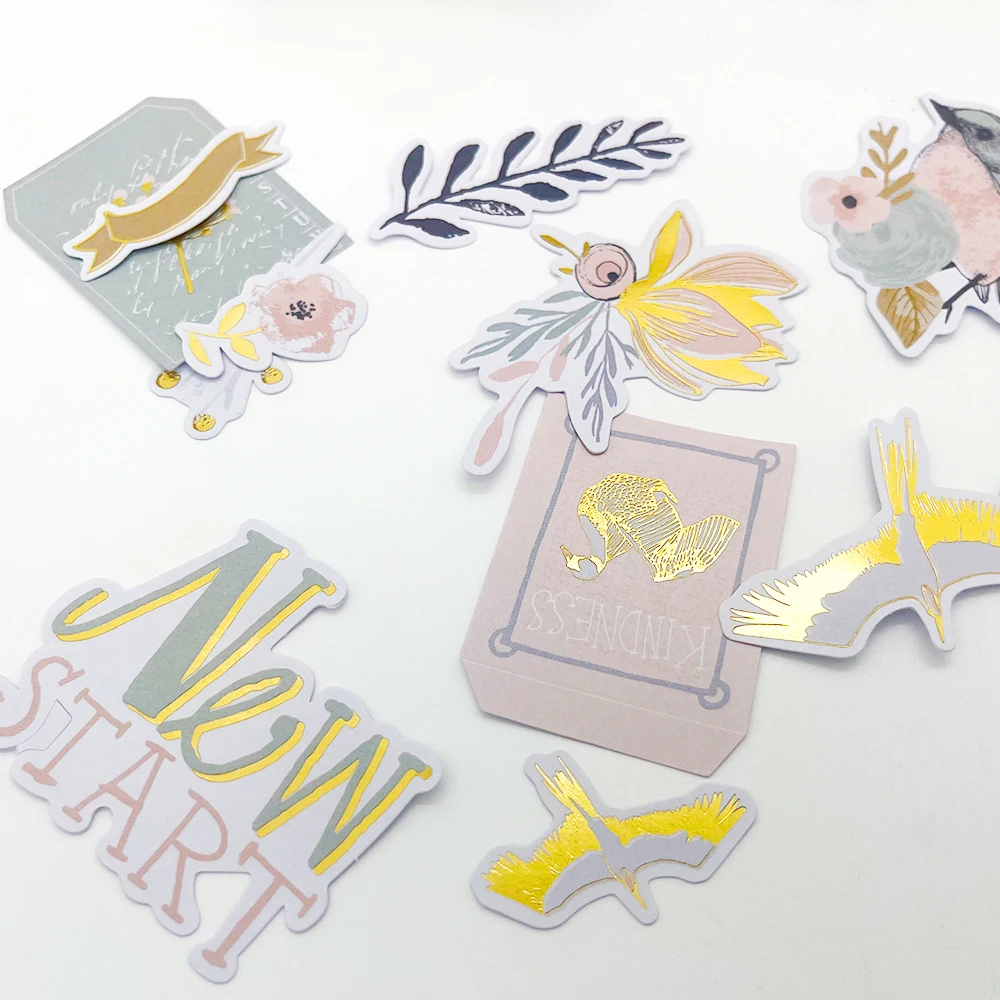 Paper Stickers Decorative Labels Stickers 118pc Creative Path Paper Die Cuts Ephemera Shapes Embellishments Foil Craft Material Scrapbooking Cardmaking Journal Decoration