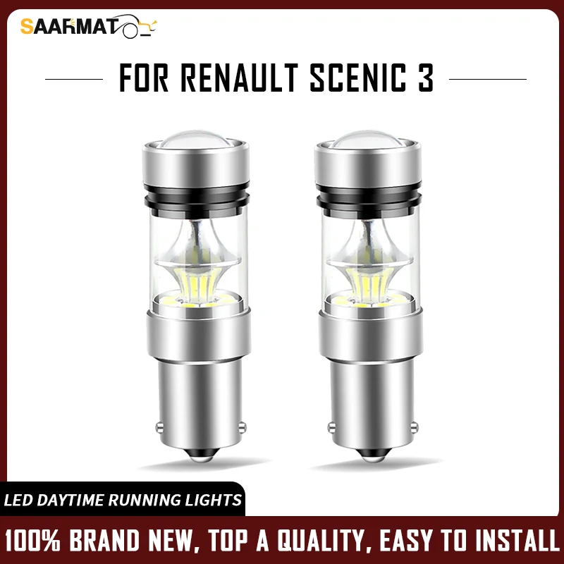 

SAARMAT 2 шт. 12 В Светодиодная лампа для дневного света лампа для освещения 1156 P21W BA15S Canbus белая для Renault Scenic 3 2009 2010 2011