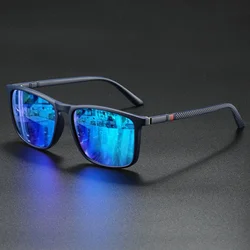 Classic Fashion Square Sunglasses - Lightweight Design with Striped Temples and UV Protection (C6 - blue mirror)