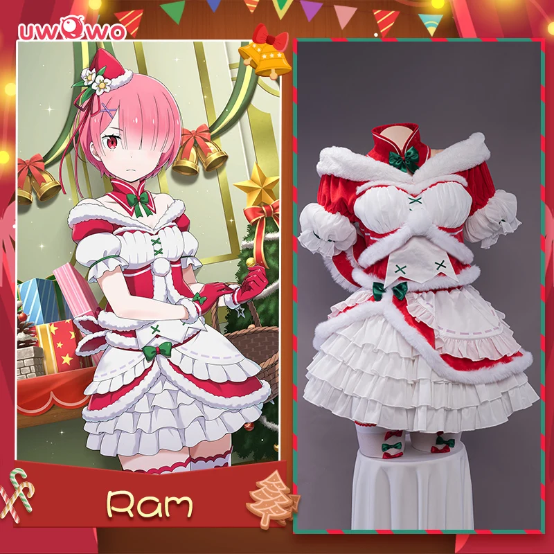 

In Stock UWOWO Ram Cosplay Christmas Costume Re:Life in a different world from zero Rem Ram Party Halloween