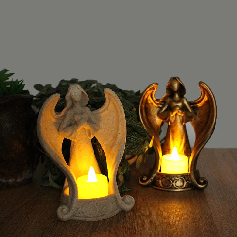 

Artistic Home Decors Angel Wings Candle Holder Nordic Style Living Room Desktop Accessories Resin Candlesticks Ornament Crafts