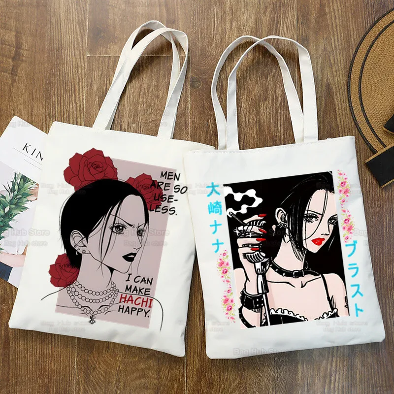 

Black Stones NANA Osaki Ren Honjo Handbags Cloth Canvas Tote Bag Shopping Women Eco Reusable Shoulder Shopper Bolsas De Tela