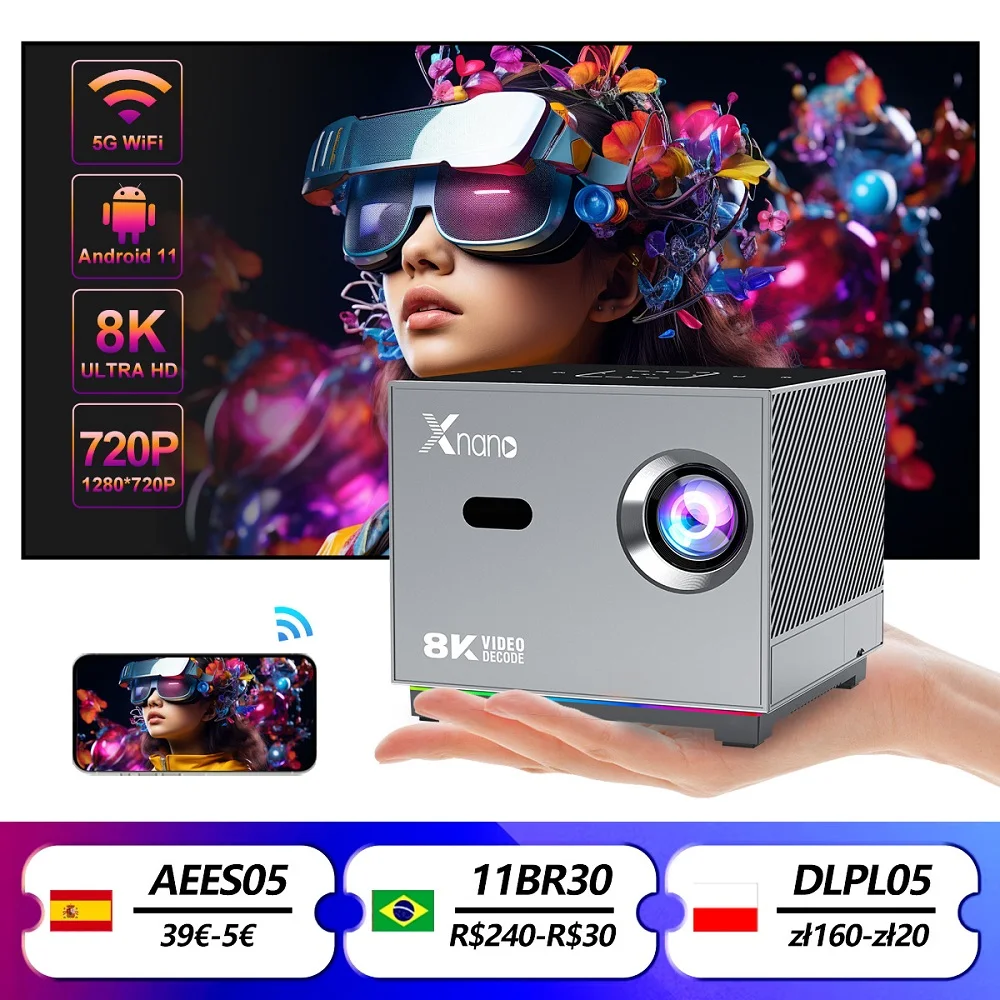 X3 Mini Projector 4k Wifi Android 11 H716 300ANSI Home Cinema BT5.0 1080P 1280*720P Support 8K Decoding mini projector led projector