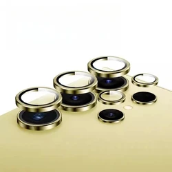 Premium Tempered Glass Camera Lens Protector with Metal Ring - Full Coverage - Galaxy S23 FE (Gold)