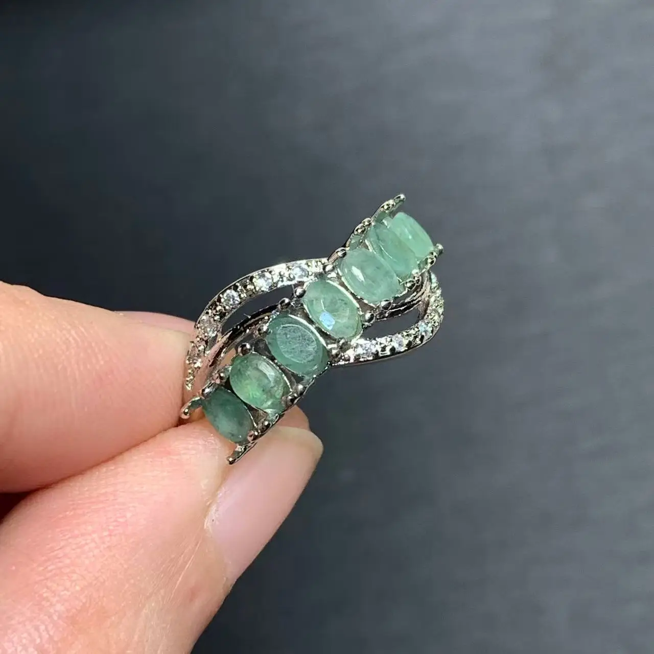 LEAF Natural Emerald Ring Adjustable Female Classic Ring Jewelry for Women Gift Wholesale High Quality Vintage Fine