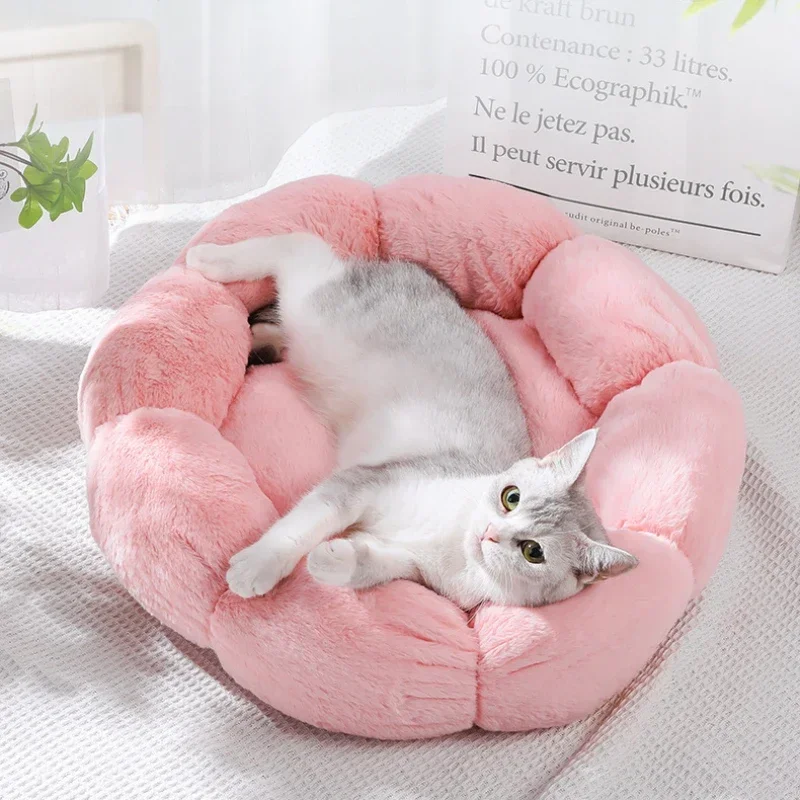 

Winter cat warm pad Flower shaped indoor pet bed Puppy cat warm sleeping pet supplies
