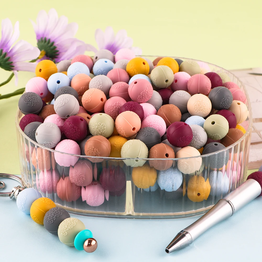 Set of 10 Embossed Silicone Craft Balls - 15mm