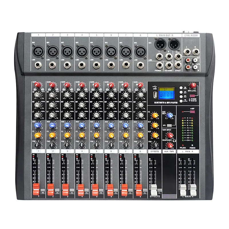 

Factory Direct Sales CT-80 Stage Performance Bluetooth Conference Audio USB Tuner Professional 8-Way Pure Mixer