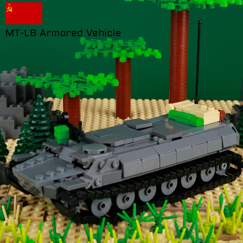 

Military Soviet MT-LB Armored Transport Vehicle Building Blocks WW2 Soldier Figures Tank Car Model Weapon Bricks Kids Gifts