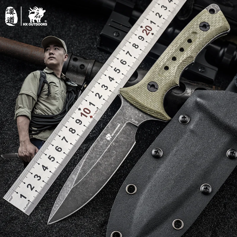 

HX OUTDOORS Rangers 7cr17 Full Tang Camping Hunting Army Survival Tourist Knife Hiking Outdoor Tools 58HRC Tactical Knives