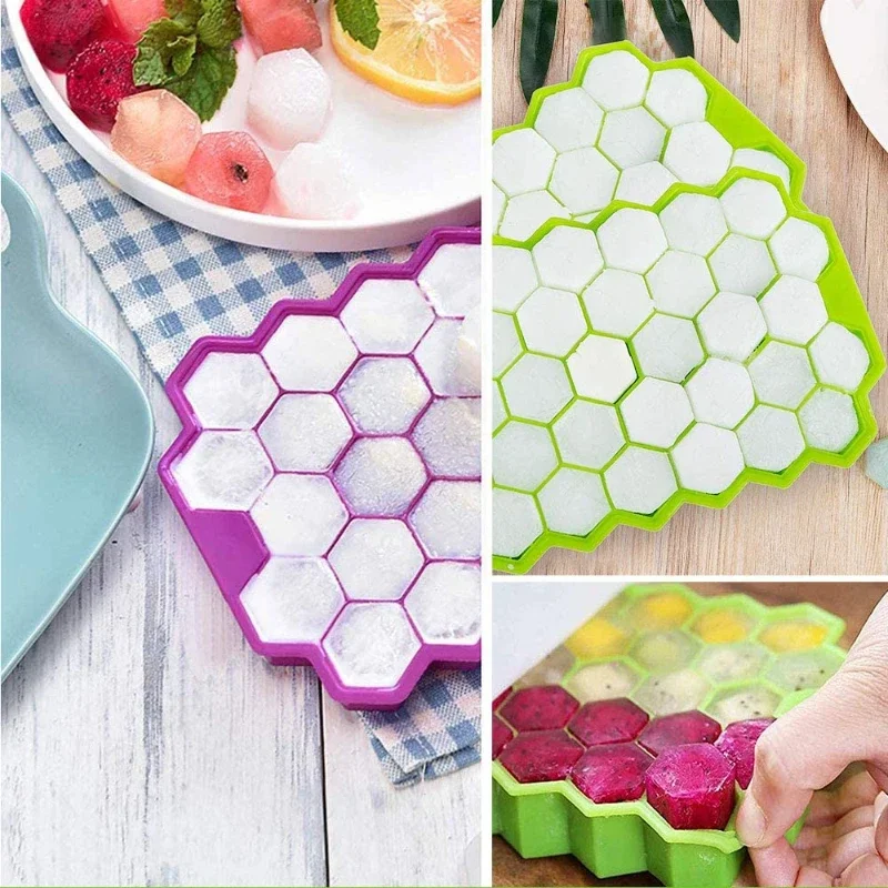 Ice Molds Tray Honeycomb Shape Ice Lattice 37 Cubes Ice Tray Freezer Mold  Ice Molds Summer Whiskey Cocktail Kitchen Bar Gadget - Ice Cream Tools -  AliExpress