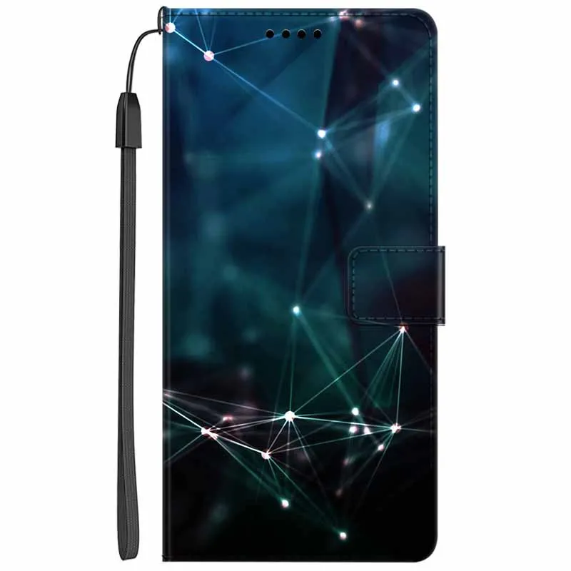 Elegant Leather Wallet Flip Case with Cat Design and Magnetic Stand