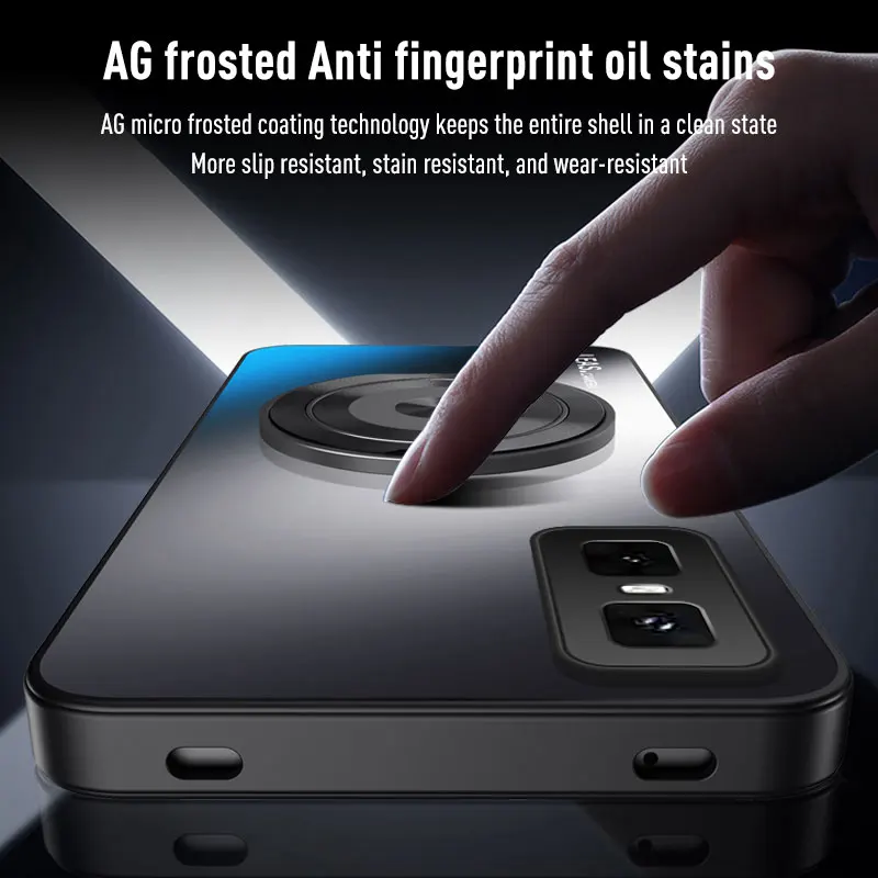 Magnetic Holder Case - Matte Skin-Feel with Lens Protection, Hard Back Cover