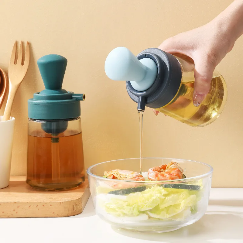 Oil Bottle Dispenser With Brush Plastic Olive Oil Kettle Silicone Brush