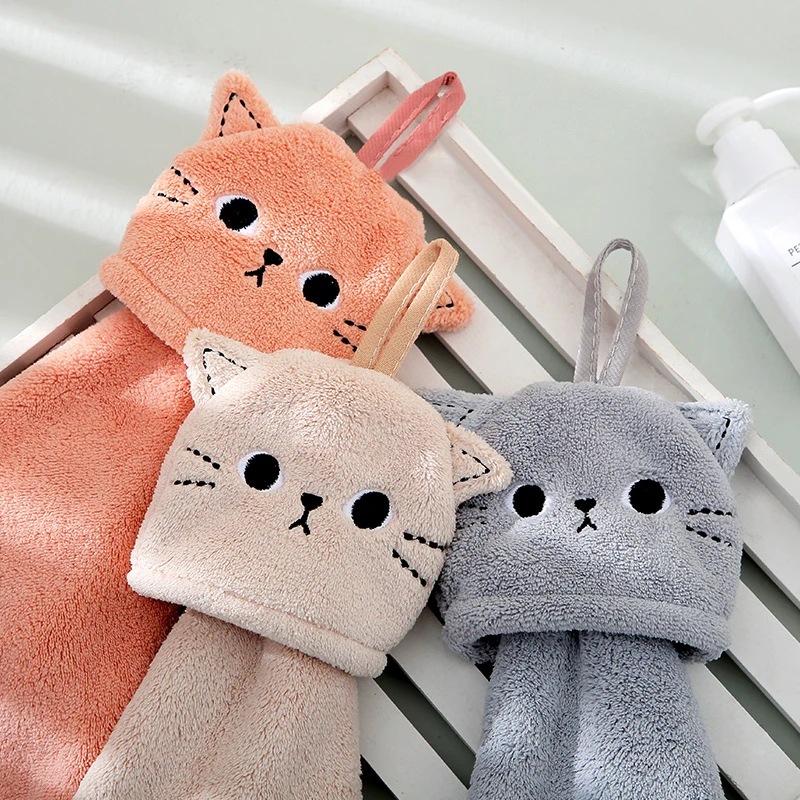 Microfiber Hand Towel Cat Hand Towel For Child Super Absorbent Microfiber Kitchen Towel Tableware Cleaning Bathroom Tools