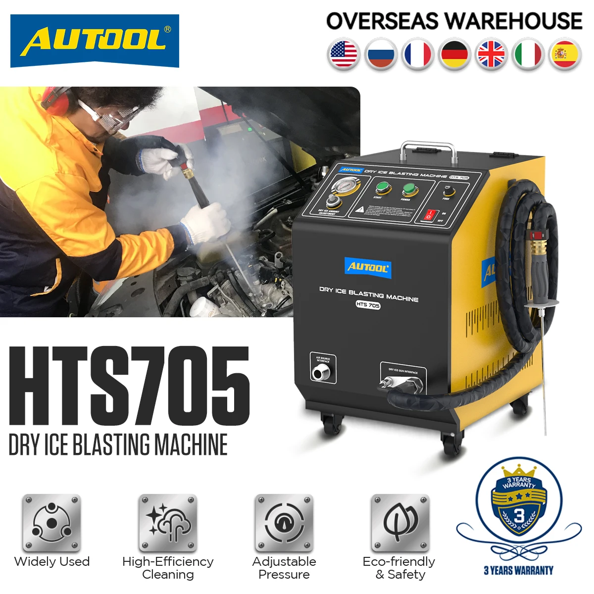 AUTOOL HTS705 Dry Ice Blasting Machine Cleaner for Cars Carbon