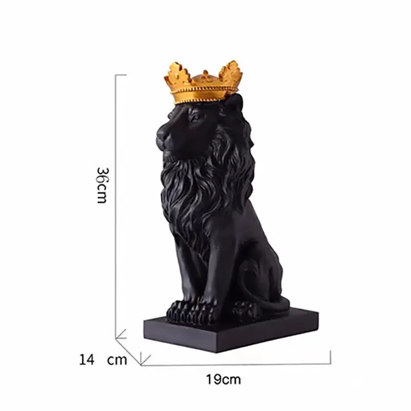 1pc Lion Animal Figurines Resin Crown Lions Statue Handmade Artwork Gift Home Office Decor Ornament Living Room Desk Home Decor