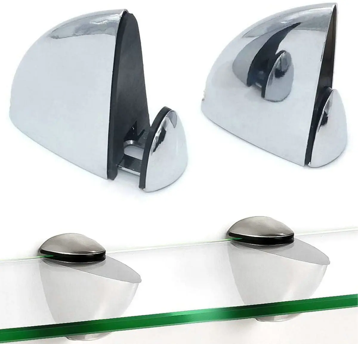 2Pcs ZINC Alloied Glass Clamp Wood Shelves Holder Support Bracket Soporte De Pared Para Baldas Y Estantes |