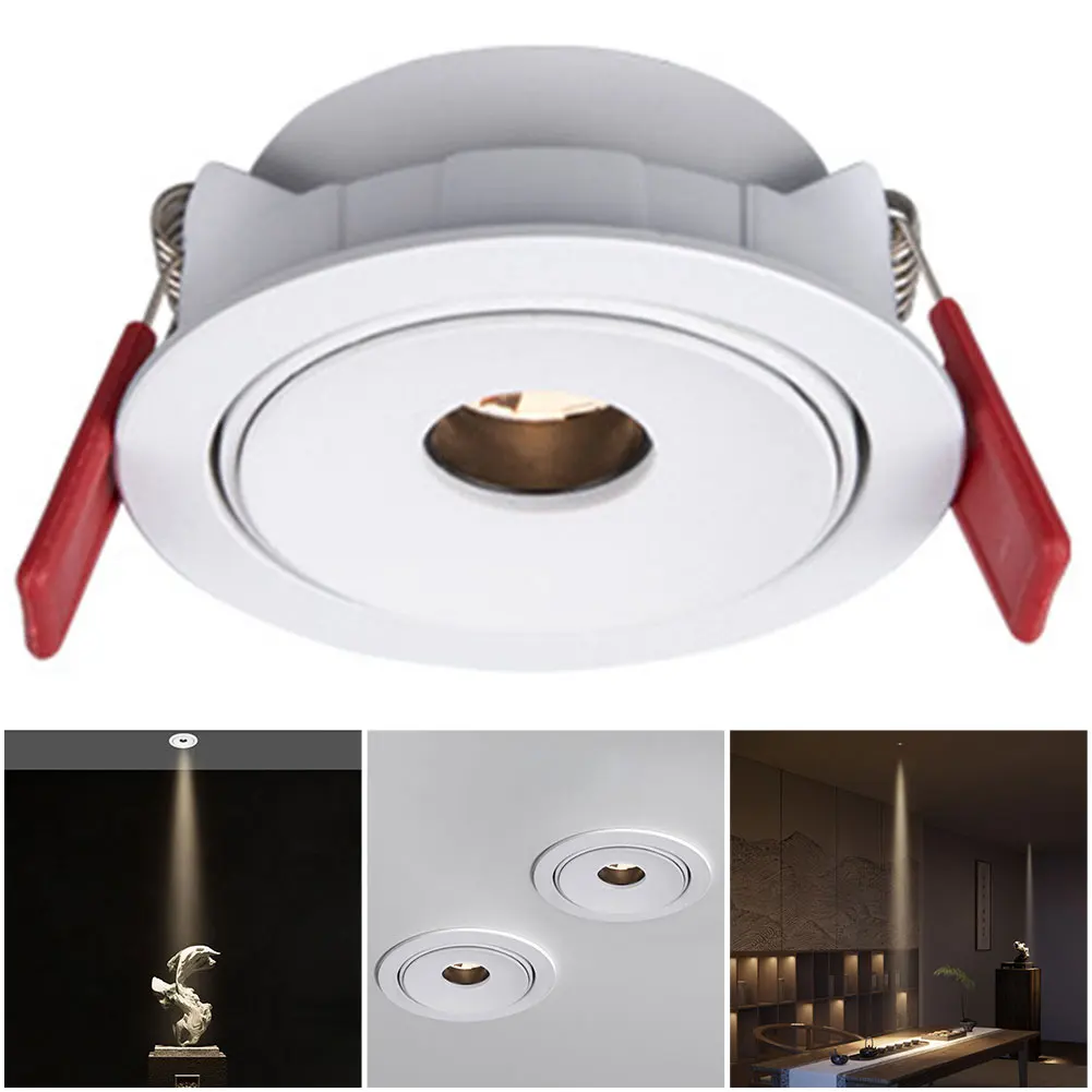 LED Downlight Angle Adjustable Recessed Ceiling Light 3W 5W Spot Lamp for Living Room Hallway Stairwell Museum Showroom