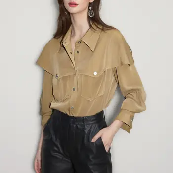 Abbigliamento da donna 2025 Autunno Nuovo design Camicia ampia e dimagrante Top dal temperamento unico