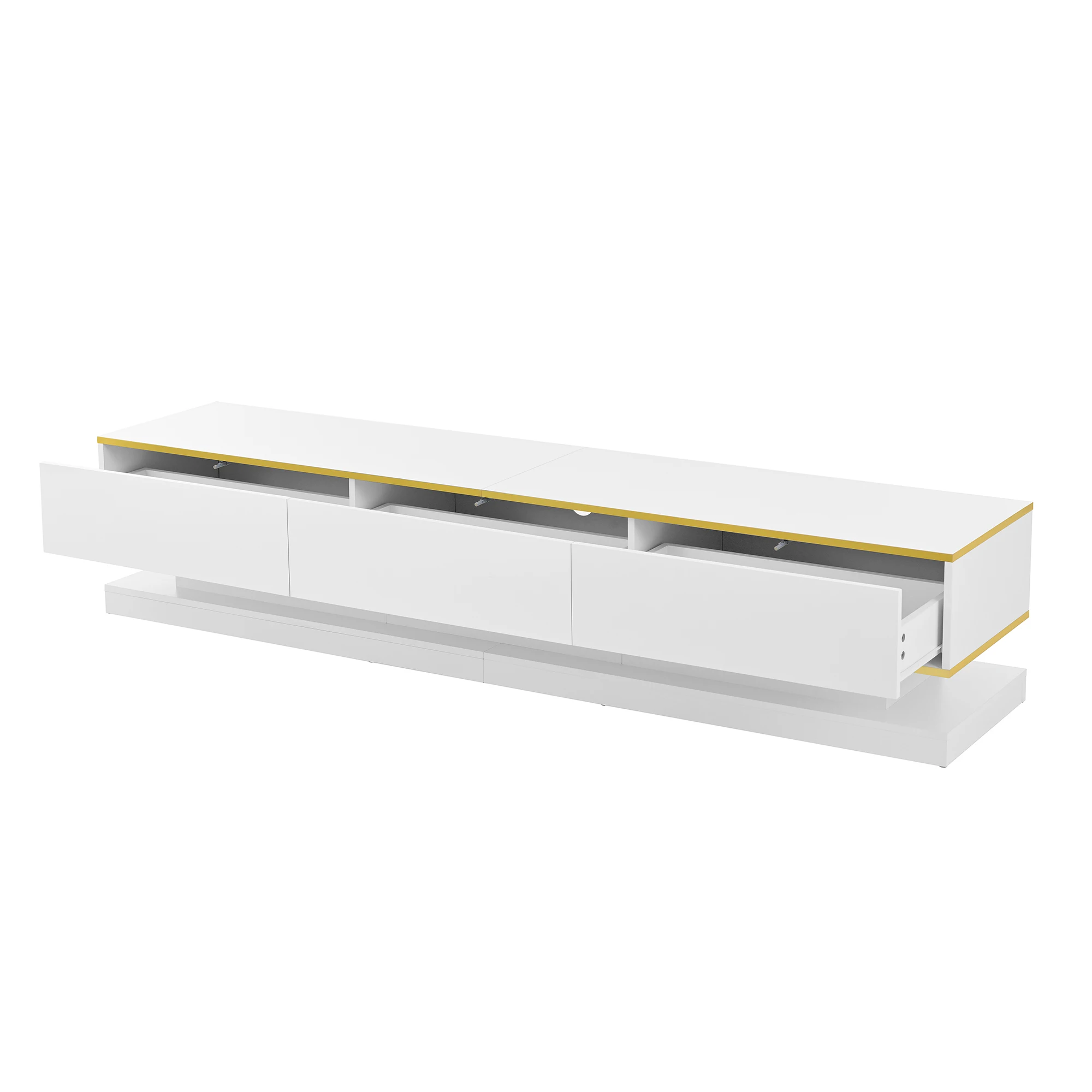 200*40*40cm TV-Schrank, Lowboard mit 3 Schubladen, Hochglanz-TV-Ständer, Wohnzimmerschrank mit viel Stauraum – Detail 20