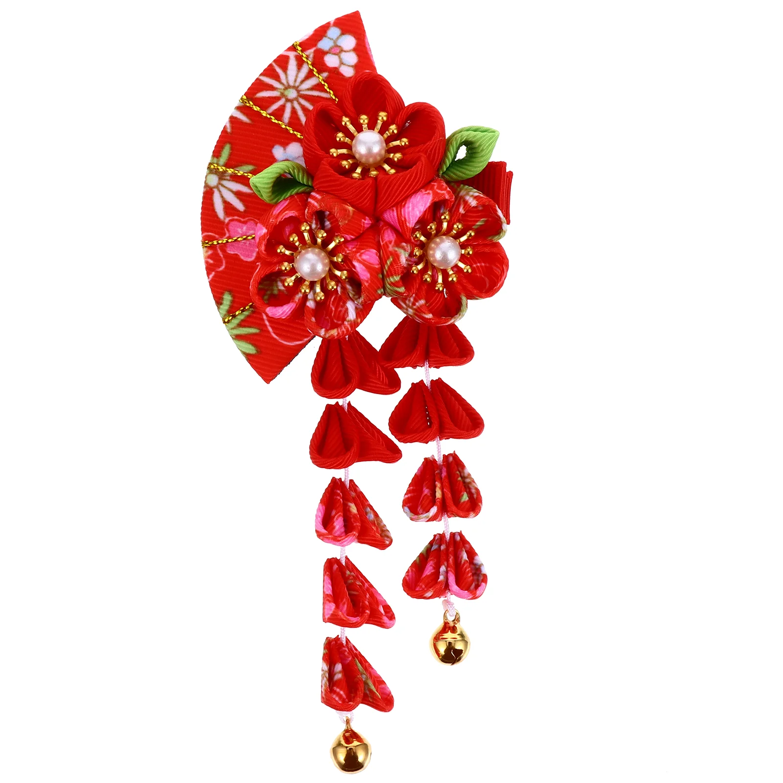 

Tassel Bell Hair Accessory Fan Shape Decor Flower Headpiece Accessories Clip Alloy Kids Girl Child