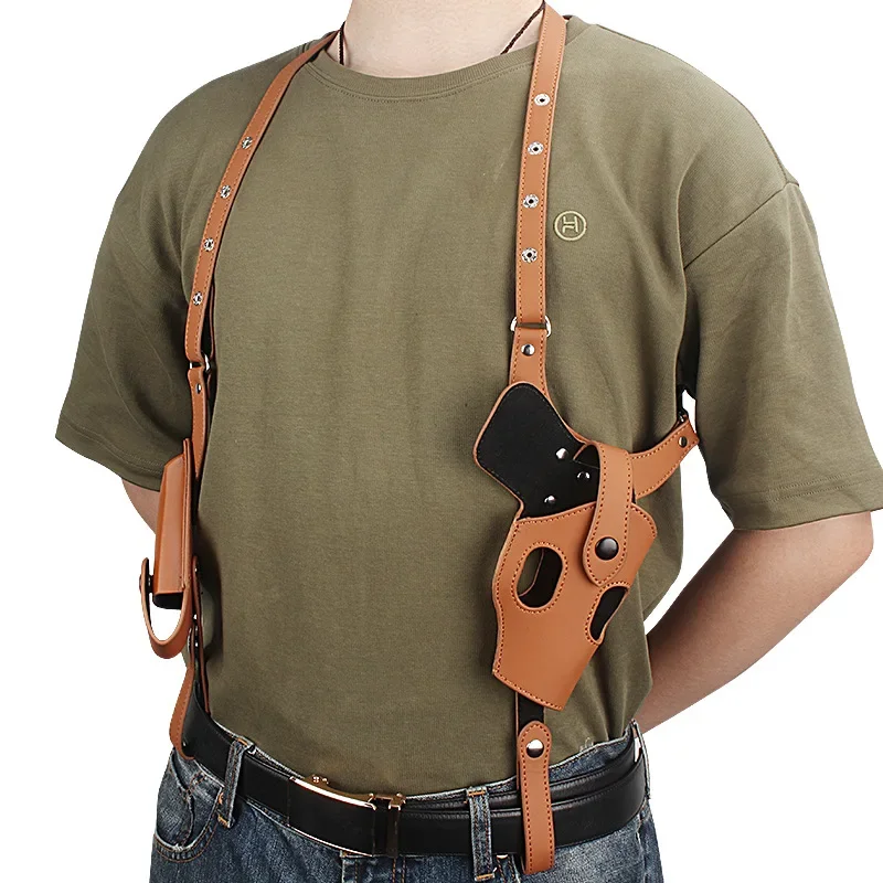 

Medieval Handmade Cowboy Leather Shoulder Holster for Revolver Single Harness Belt Rig Colt Style Gun Holder Cosplay Costume Men