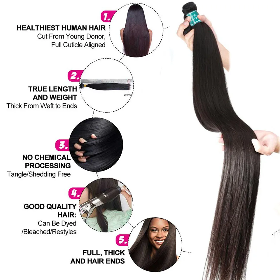 Ali Grace Straight Hair Bundles With Closure 4x4 Closure With Bundle Brazilian Human Hair Weave Transparent Lace human hair wigs human hair bundles